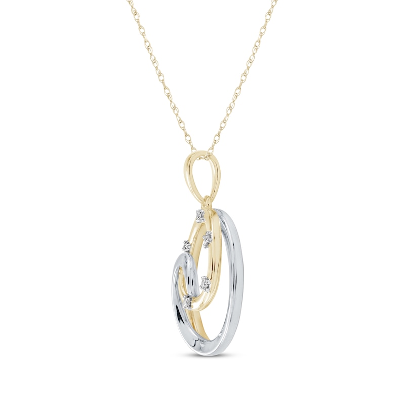 Main Image 2 of Diamond Accent Swirl Circle Necklace 10K Two-Tone Gold 18&quot;