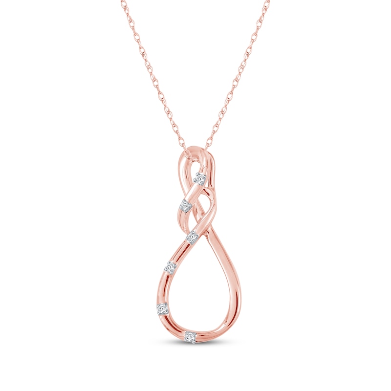 Main Image 1 of Diamond Accent Swirl Infinity Necklace 10K Rose Gold 18&quot;