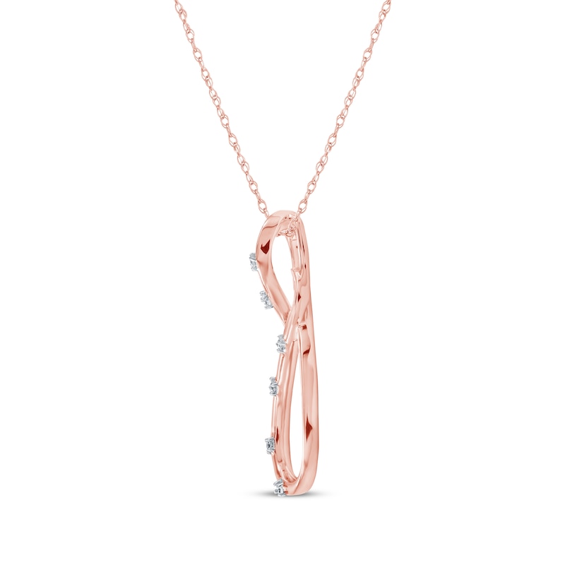 Main Image 2 of Diamond Accent Swirl Infinity Necklace 10K Rose Gold 18&quot;