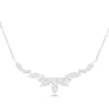 Thumbnail Image 1 of Round & Baguette-Cut Diamond Leaf Smile Necklace 1/2 ct tw 10K White Gold 18&quot;