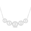 Thumbnail Image 1 of Round & Baguette-Cut Diamond Circles Necklace 1/3 ct tw 10K White Gold 18&quot;