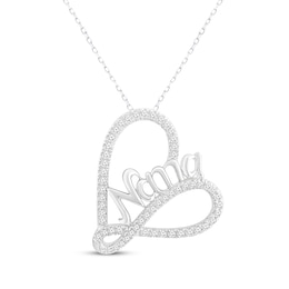Diamond Infinity Heart &quot;Nana&quot; Necklace 1/5 ct tw Sterling Silver 18&quot;