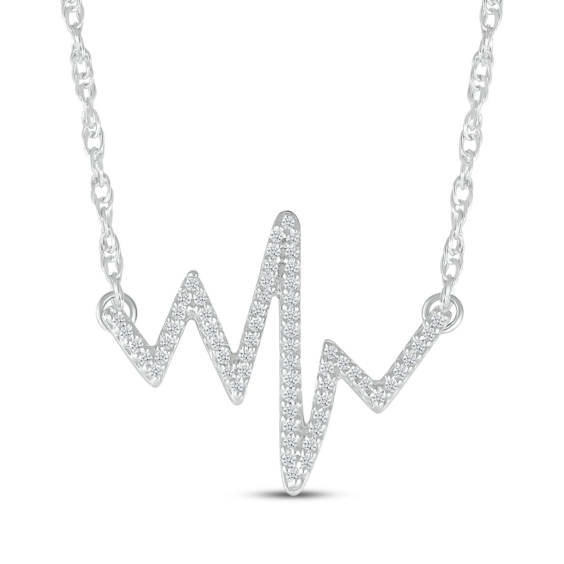 Main Image 1 of Diamond Heartbeat Necklace 1/10 ct tw 10K White Gold 18&quot;