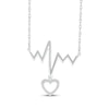 Thumbnail Image 1 of Diamond Heartbeat with Heart Dangle Necklace 1/20 ct tw Sterling Silver 18&quot;