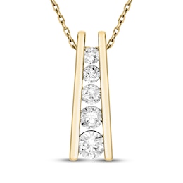 Diamond Ladder Necklace 1 ct tw 10K Yellow Gold 18&quot;