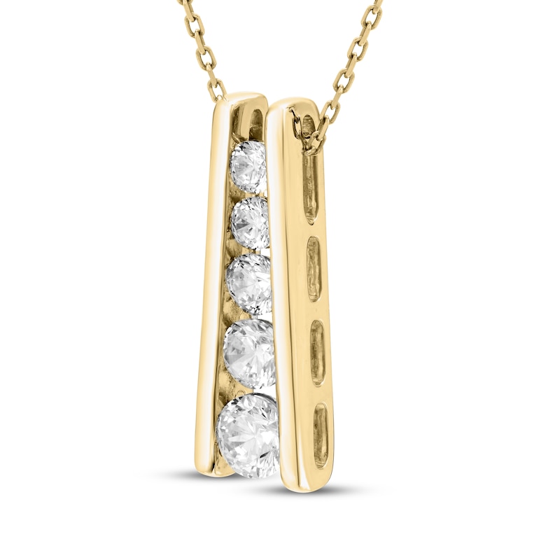 Main Image 2 of Diamond Ladder Necklace 1 ct tw 10K Yellow Gold 18&quot;