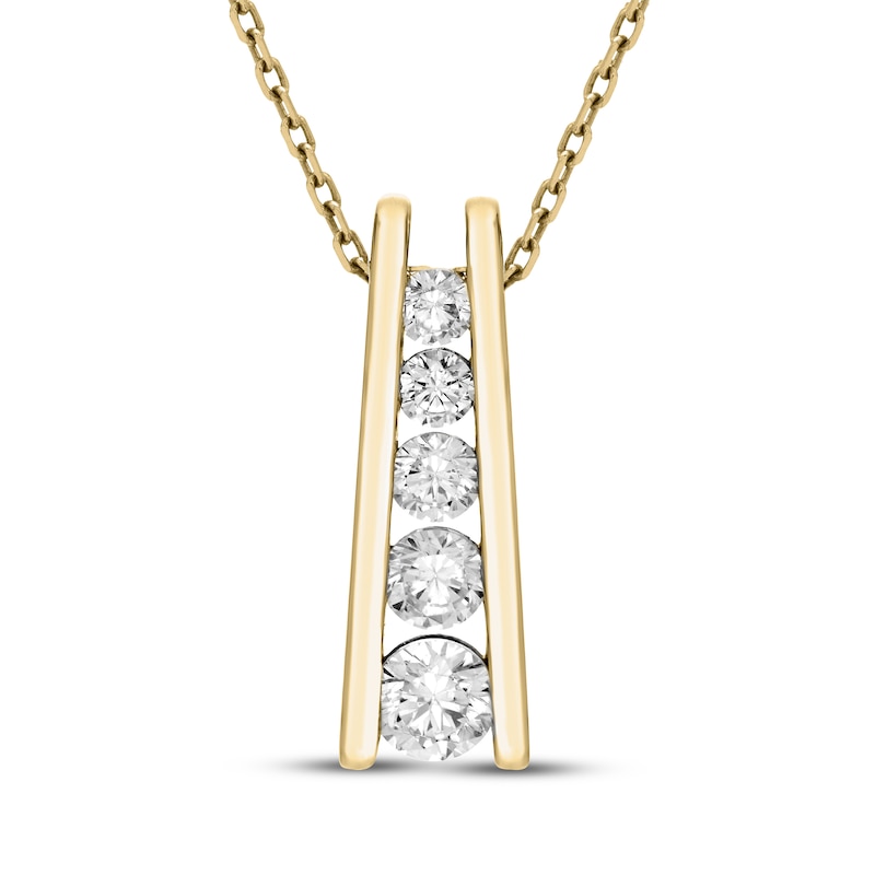 Main Image 1 of Diamond Ladder Necklace 1/4 ct tw 10K Yellow Gold 18&quot;