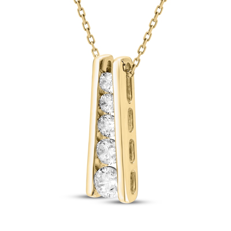 Main Image 2 of Diamond Ladder Necklace 1/4 ct tw 10K Yellow Gold 18&quot;