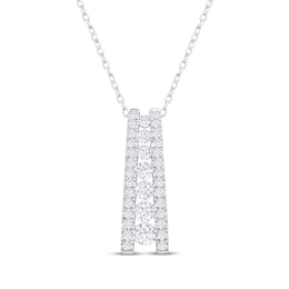 Diamond Ladder Necklace 1 ct tw 10K White Gold 18&quot;