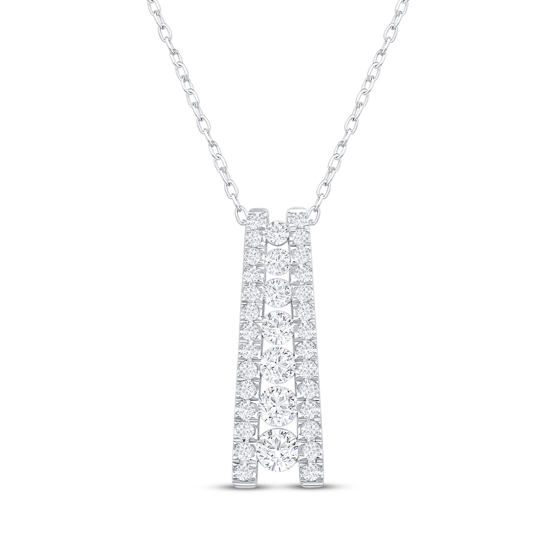 Main Image 1 of Diamond Ladder Necklace 1 ct tw 10K White Gold 18&quot;