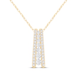 Diamond Ladder Necklace 1/2 ct tw 10K Yellow Gold 18&quot;