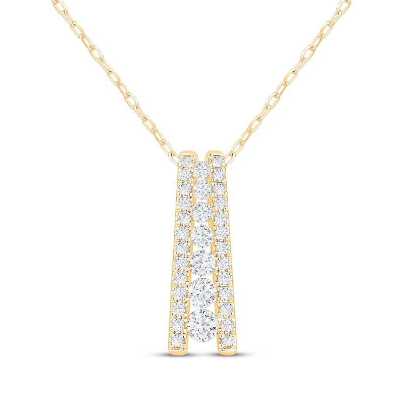 Main Image 1 of Diamond Ladder Necklace 1/2 ct tw 10K Yellow Gold 18&quot;