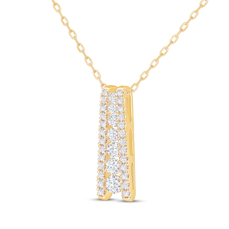 Main Image 2 of Diamond Ladder Necklace 1/2 ct tw 10K Yellow Gold 18&quot;