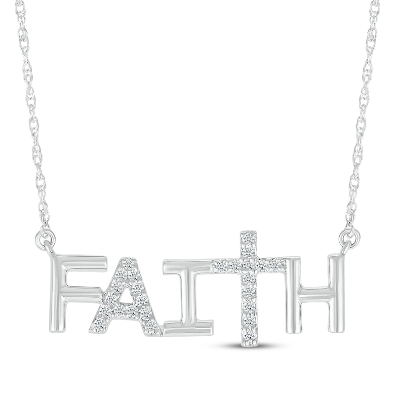 Main Image 1 of Diamond &quot;Faith&quot; Necklace 1/10 ct tw Sterling Silver 18&quot;