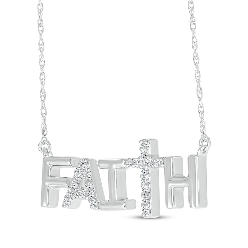 Main Image 2 of Diamond &quot;Faith&quot; Necklace 1/10 ct tw Sterling Silver 18&quot;