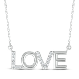 Diamond &quot;Love&quot; Necklace 1/15 ct tw Sterling Silver 18&quot;