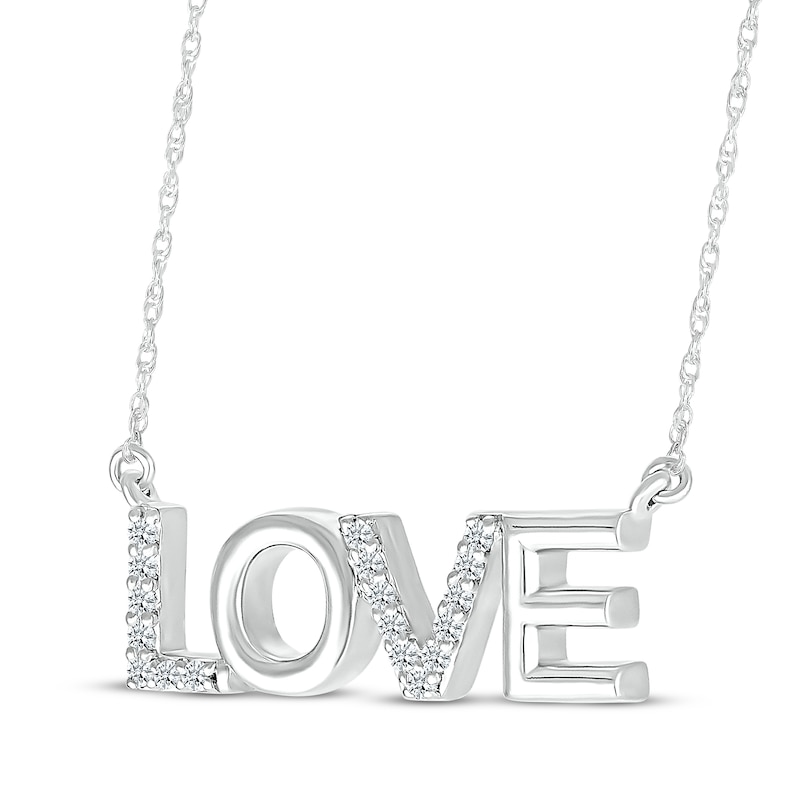 Main Image 2 of Diamond &quot;Love&quot; Necklace 1/15 ct tw Sterling Silver 18&quot;