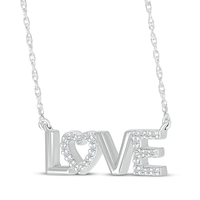 Main Image 2 of Diamond &quot;Love&quot; Heart Necklace 1/15 ct tw Sterling Silver 18&quot;