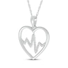 Thumbnail Image 2 of Diamond Heart Outline with Heartbeat Necklace 1/15 ct tw 10K White Gold 18&quot;