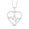 Thumbnail Image 1 of Diamond Heart Outline with Heartbeat Necklace 1/15 ct tw Sterling Silver 18&quot;