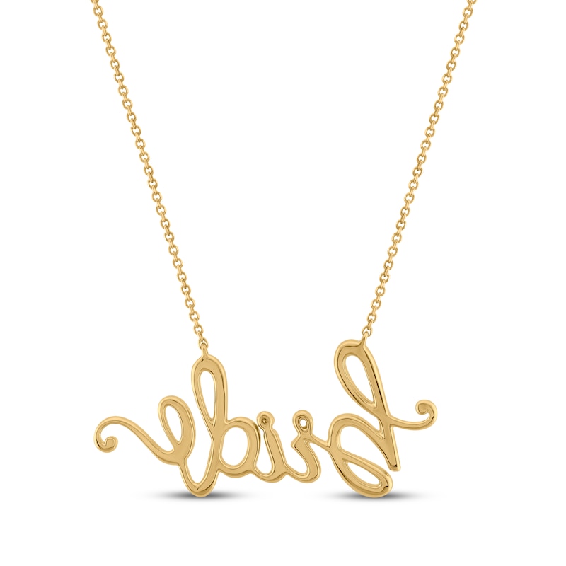 Main Image 3 of Diamond &quot;Bride&quot; Cursive Necklace 1/5 ct tw 10K Yellow Gold 18&quot;