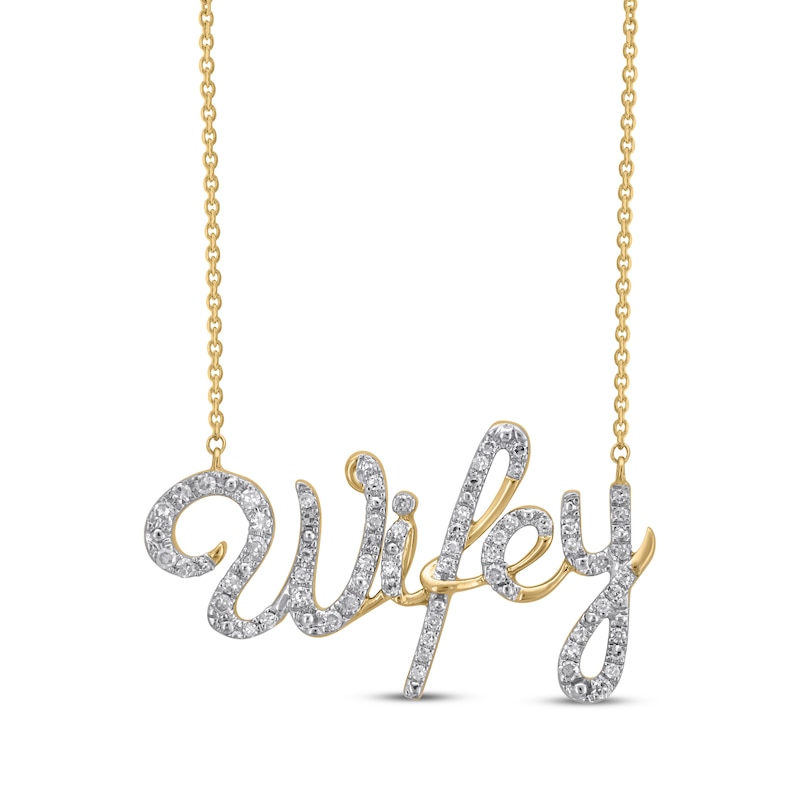 Main Image 1 of Diamond &quot;Wifey&quot; Necklace 1/4 ct tw 10K Yellow Gold 18&quot;