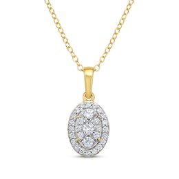 Multi-Diamond Oval-Frame Necklace 1/5 ct tw 10K Yellow Gold 18&quot;