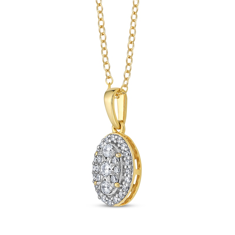 Main Image 2 of Multi-Diamond Oval-Frame Necklace 1/5 ct tw 10K Yellow Gold 18&quot;