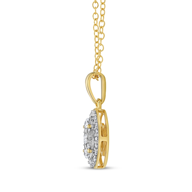 Main Image 3 of Multi-Diamond Oval-Frame Necklace 1/5 ct tw 10K Yellow Gold 18&quot;