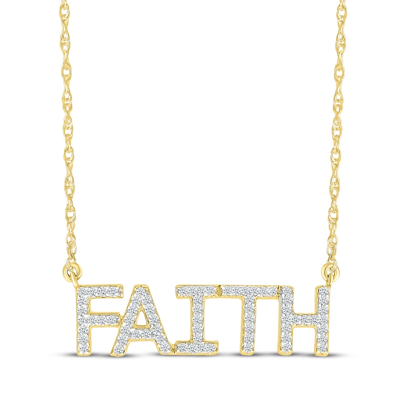 Main Image 1 of Diamond &quot;Faith&quot; Necklace 1/8 ct tw 10K Yellow Gold 18&quot;