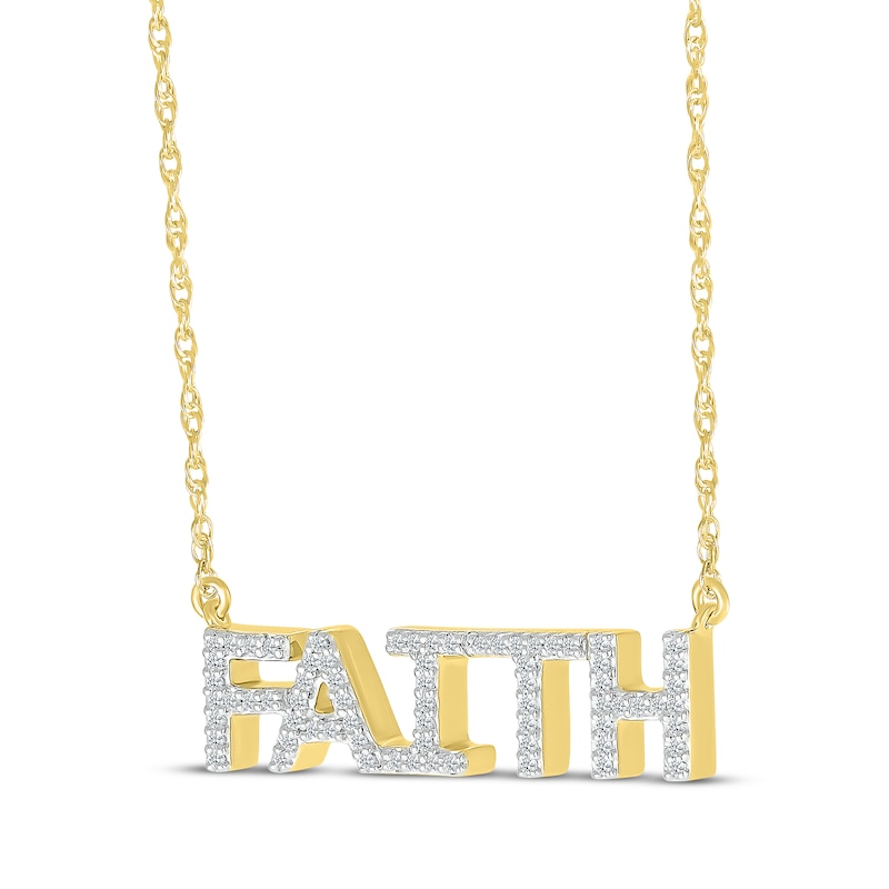 Main Image 2 of Diamond &quot;Faith&quot; Necklace 1/8 ct tw 10K Yellow Gold 18&quot;