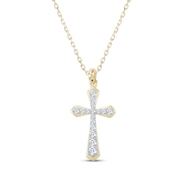 Diamond Gothic-Style Cross Necklace 1/4 ct tw 10K Yellow Gold 18&quot;