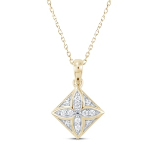 14KT Yellow Gold Hand of Hamsa Necklace 0.09 CT. T.W. - Spence Diamonds