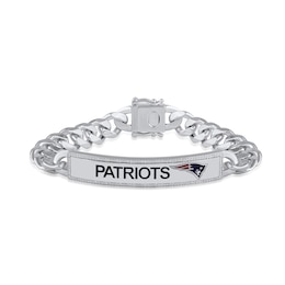 True Fans New England Patriots 1/6 CT. T.W. Diamond Logo ID Bracelet in Sterling Silver