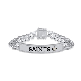 True Fans New Orleans Saints 1/6 CT. T.W. Diamond Logo ID Bracelet in Sterling Silver