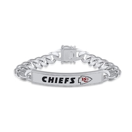 True Fans Kansas City Chiefs 1/6 CT. T.W. Diamond Logo ID Bracelet in Sterling Silver