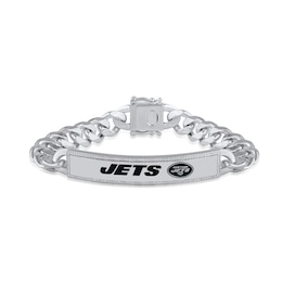 True Fans New York Jets 1/6 CT. T.W. Diamond Logo ID Bracelet in Sterling Silver