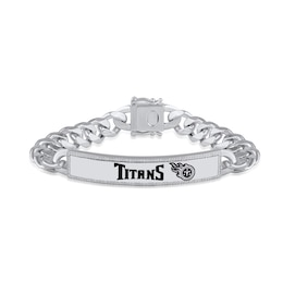 True Fans Tennessee Titans 1/6 CT. T.W. Diamond Logo ID Bracelet in Sterling Silver