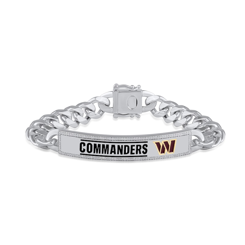 True Fans Washington Commanders 1/6 CT. T.W. Diamond Logo ID Bracelet in Sterling Silver