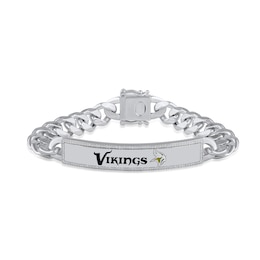 True Fans Minnesota Vikings 1/6 CT. T.W. Diamond Logo ID Bracelet in Sterling Silver