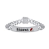 Thumbnail Image 1 of True Fans Cleveland Browns 1/6 CT. T.W. Diamond Logo ID Bracelet in Sterling Silver