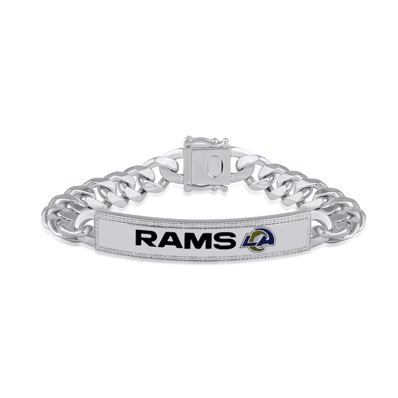 True Fans Los Angeles Rams 1/6 CT. T.W. Diamond Logo ID Bracelet in  Sterling Silver