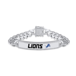 True Fans Detroit Lions 1/6 CT. T.W. Diamond Logo ID Bracelet in Sterling Silver