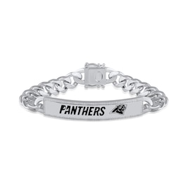 True Fans Carolina Panthers 1/6 CT. T.W. Diamond Logo ID Bracelet in Sterling Silver