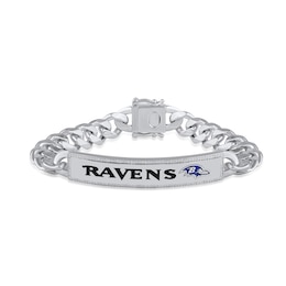 True Fans Baltimore Ravens 1/6 CT. T.W. Diamond Logo ID Bracelet in Sterling Silver