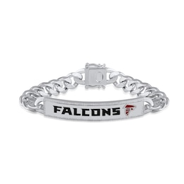 True Fans Atlanta Falcons 1/6 CT. T.W. Diamond Logo ID Bracelet in Sterling Silver