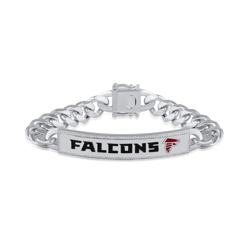 True Fans Atlanta Falcons 1/6 CT. T.W. Diamond Logo ID Bracelet in Sterling Silver