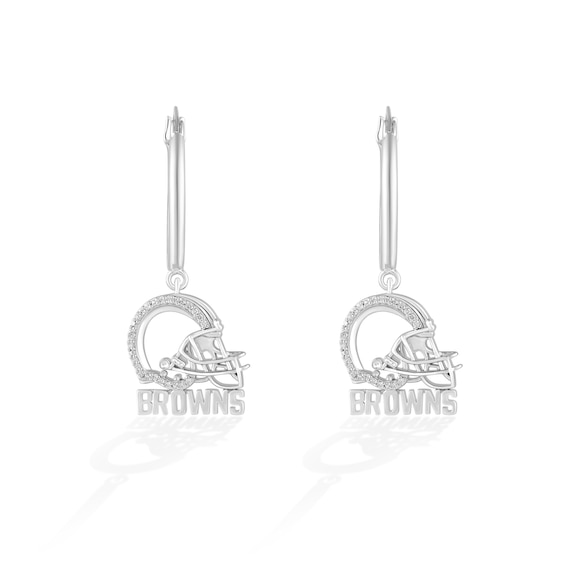 True Fans Cleveland Browns 1/10 CT. T.W. Diamond Logo Earrings in Sterling  Silver