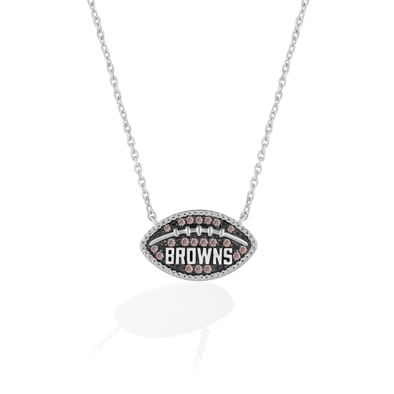 True Fans Cleveland Browns 1/4 CT. T.W. Brown Diamond Football Necklace in Sterling Silver