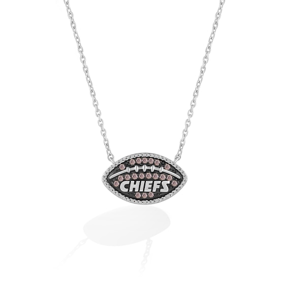 True Fans Kansas City Chiefs 1/4 CT. T.W. Brown Diamond Football Necklace in Sterling Silver